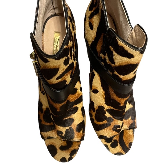 Louise Et Cie size 11 leopard print calf hair open toe bootie back zip - Picture 11 of 16